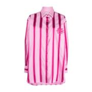 Flamingo Rosa Stripet Skjortekjole