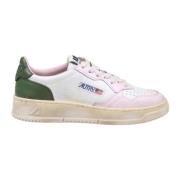 Vintage Skinn Sneakers Hvit/Rosa/Grønn