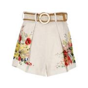 Ivory Lin-shorts med Blomstermønster