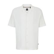 Hvit Boss Black Regular-Fit Shirt In Cotton Bouclé Skjorte