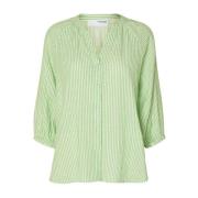Alberta 3/4 Stripe Shirt - Snow White/Classic Green