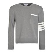 Lys Grå 4-Bar Stripet Sweatshirt