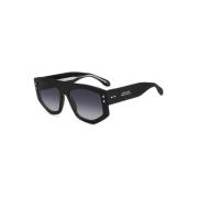 Svarte solbriller med mørkegrå linser