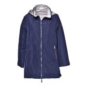 Reversible parka in navy blue fabric