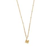 Initial M Satellite Chain Neck - Pale Gold