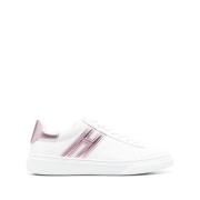 Hvite Casual Lukkede Flate Sneakers