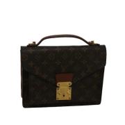 Pre-owned Brunt lerret Louis Vuitton Monceau