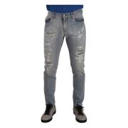 Lysblå Tattered Bomull Regular Denim Jeans