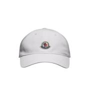 Hvit Bomull Baseball Cap med Filt Logo