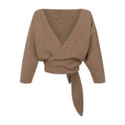 Petra, beige stripet kryss-over topp