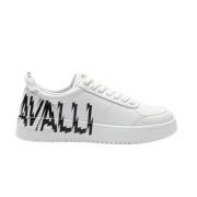 Hvite skinn sneakers med logo bokstaver