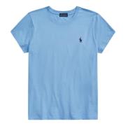 Blå Bomull Crewneck Tee T-Shirt