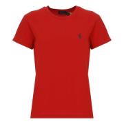 Rød bomull T-skjorte med brodert Pony-logo
