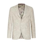 Grå Bouclé Blazer Blomstret Paisley Fôr