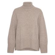 Mocha Turtleneck Sweater Wool Ribbed