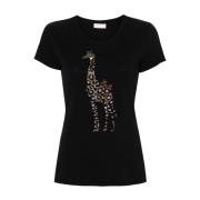 Sort Giraffemotiv T-skjorte