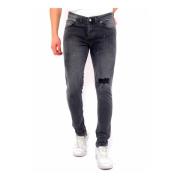 Slim Fit Slitte Jeans med Malingssprut - Dc-054