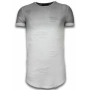 Flare Effekt Lang Kuttet Bicolor - Herre T-Skjorte - T09165G