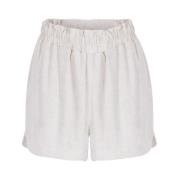 Beige Suzy Melange Linen Shorts