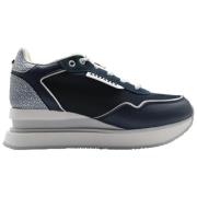 Navy Silver Sneakers Stilig Komfortabel