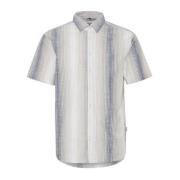 Kortermet Stripete Skjorte - Sand/Offwhite/Blå