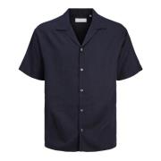 Blå Tencel Resort Skjorte Kort Erme