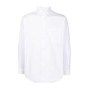 Oversized Hvit Bomullsskjorte med Klassisk Krage