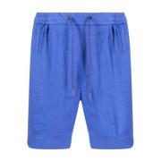 Blå Casual Flat Front Shorts