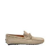 Beige Semsket Loafer med Gommino Såle