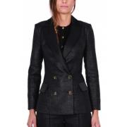 Elegant Dobbeltspent Blazer, Svart