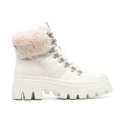 Shearling-Trim Lace-up Boots