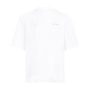 Hvit Bomull T-skjorte med Polstrede Skuldre