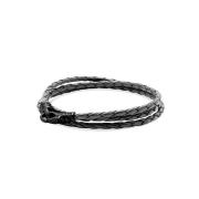 Men's Grey Metallic Wrap Around Leather Bracelet
