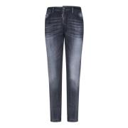Sort Slim-Fit Brukt-Vask Denim Jeans
