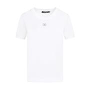 Hvit Bomull T-skjorte med Krystall Monogram