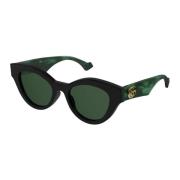 Svarte og grønne solbriller med katteøyne