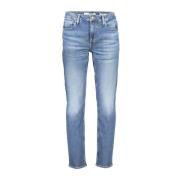 Slim Fit Vasket Effekt Blå Jeans