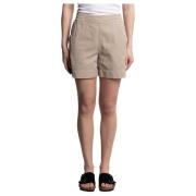 Beige Agnes Shorts med Elastisk Midje