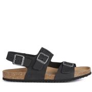 Sorte flate sandaler for menn