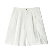 Vidbent Plissé-Detalj Shorts i Hvit
