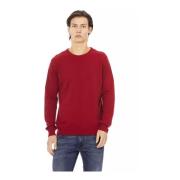Rød Ull Crewneck Sweater med Metall Monogram