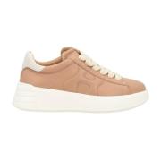 Beige Lær Rebel Sneakers med Memory Foam