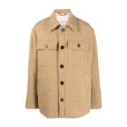 Alpaca Wool Button-Up Shirt Jacket