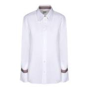 Hvit Bomullsskjorte Lang Erme