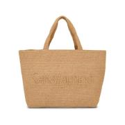 Raffia Tote Bag med brodert logo