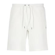 Hvite bomull Bermuda shorts med snøring