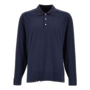 Blå Polo Skjorte Jersey Tekstur Brodert