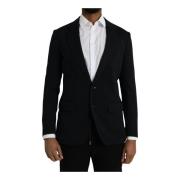 Svart Ullfrakk Blazer Slim Fit