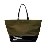 Grønn Lerret Panelled Tote Bag