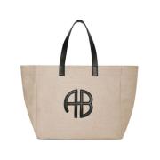 Beige Medium Lin Tote Veske